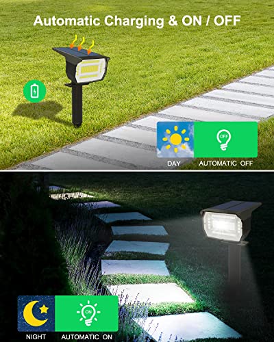 LOTMOS Solar Spot Lights Outdoor - [1 Pack/72 LED/3 Modes] 2-in-1 Solar Landscape Spotlights, Auto On/Off IP67 Waterproof Solar Powered Wall Lights for Front Door, Backyard, Garage, Deck(Cool White)