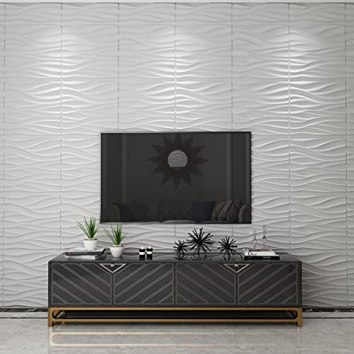 Art3d Textures 3D Wall Panels White Diamond Design for Interior Wall Decor Pack of 12 Tiles 32 Sq Ft (PVC)