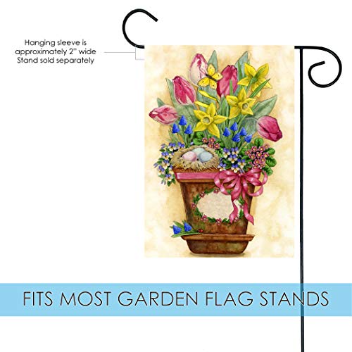 Toland Home Garden 119559 Potted Spring Flower Flag 12x18 Inch Double Sided Flower Garden Flag for Outdoor House Flag Yard Decoration