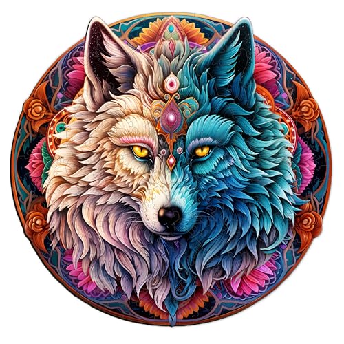 Wolf Puzzle Wooden Jigsaw Puzzle for Adult, Wolf shape Puzzle Wooden Jigsaw, Adults Animal Wooden Jigsaw Puzzles, Wooden Puzzle S Size - 9.4 * 9.2in - 100pcs