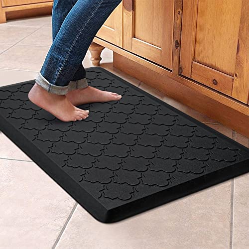 WISELIFE Kitchen Mat Cushioned Anti Fatigue Floor Mat,17.3"x28", Thick Non Slip Waterproof Kitchen Rugs and Mats,Heavy Duty Foam Standing Mat for Kitchen,Floor,Home,Desk,Sink,Laundry (Black,17.3"x28")