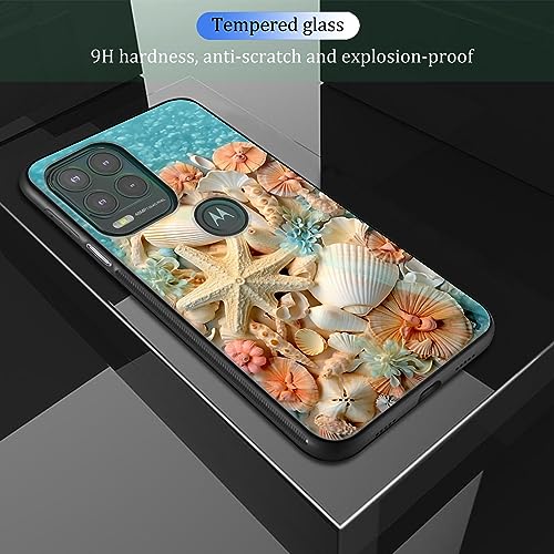 DSRGRGFDJ Designed for Motorola Moto G Stylus 5G 2021 6.8" Case,Plexiglass Back Cover+Soft Silicone TPU Bumper Shockproof Anti-Skid Protective Case,(Conch Seashells Starfish)