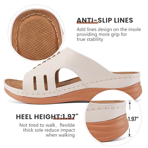 HARENCE Wedge Sandals for Women Dressy: Comfortable Platform Sandals Slip On Open toe Casual Walking Beach Sandal