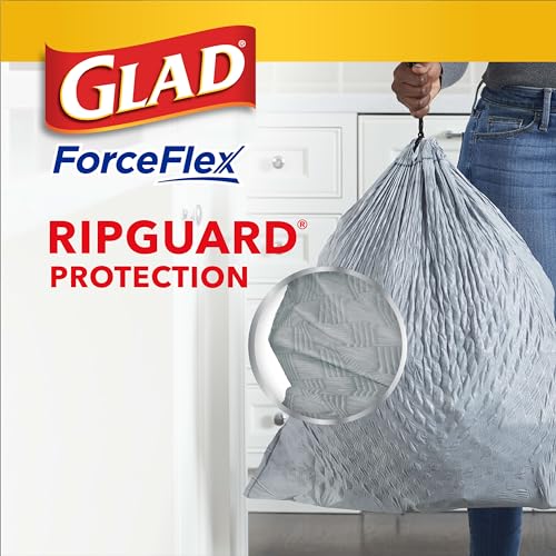 Glad Trash Bags, ForceFlex Tall Kitchen Drawstring Garbage Bags, Fresh Clean, 13 Gal, 40 Ct (Package May Vary)