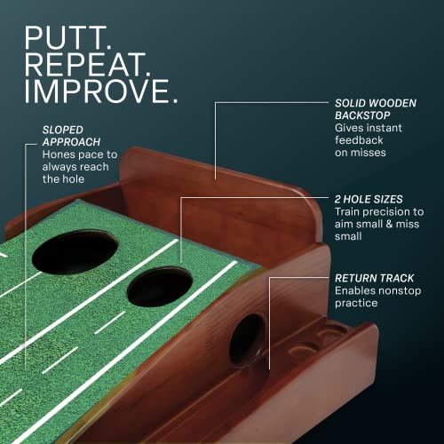 PERFECT PRACTICE XL Putting Mat – 15.5 ft Indoor Golf Putting Green w/ 2 Holes - Putting Matt for Indoors and Outdoors Practice - Golf Training Aid for Home - Golf Accessories and Gifts for Men