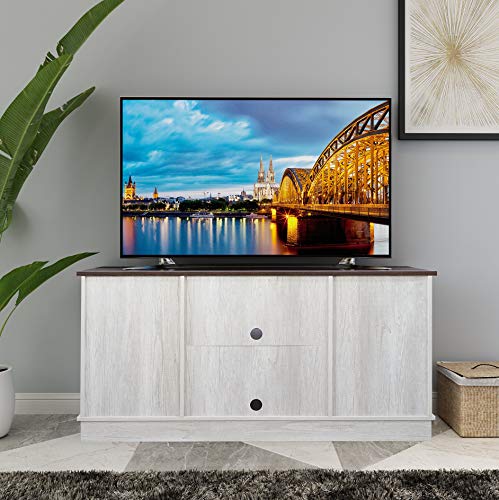 Rainbow Sophia TV Stand, Storage Cabinet with Sliding Barn Doors and Adjustable Shelves, Modern 28”H, Sargent Oak