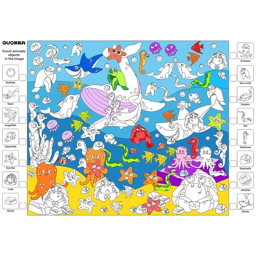 QUOKKA 4 Set Giant Coloring Posters for Kids - 2x3 Ft Large Drawing Poster Coloring Tablecloth for Markers Pencils Paints - Classroom Home Birthday Party Supplies - 4 Coloring Rolls for Kids Ages 4-8