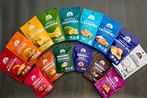 Mavuno Harvest Organic Dried Fruit Variety Pack | Dried Mango, Pineapple, and Jackfruit | Healthy, Vegan, No Sugar Added, Non GMO Snacks for Kids & Adults | 2 Ounce, Pack of 3