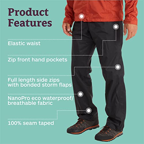 MARMOT Men's PreCip Eco Full Zip Pant | Lightweight, Waterproof Pants for Men, Ideal for Hiking, Jogging, and Camping, 100% Recycled, Black, Small