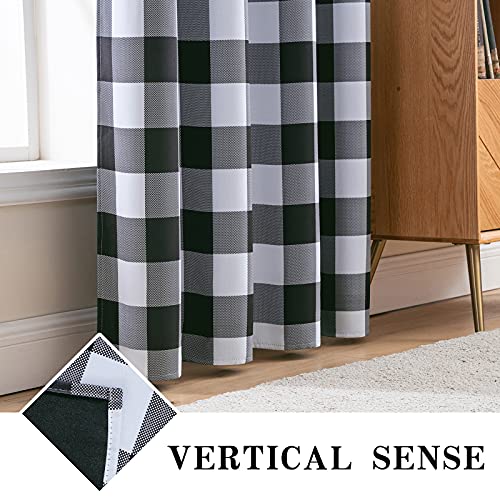 MIULEE Buffalo Plaid Curtains for Farmhouse Bedroom, Blackout Window Drapes with Grommets for Living Room Darkening Light Blocking and Thermal Insulated Set of 2 Panels, W 52" x L 63" Beige and White