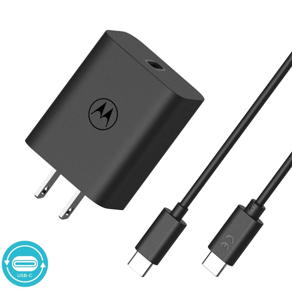 Motorola TurboPower 30 USB-C Charger with 1m USB-C to USB-C Cable for Moto G Power 5G (2024), G Stylus 5G (2024), Motorola Edge 5G UW, Edge+ (2022/2023), Edge Plus 5G UW (2022), Razr+ (2023)