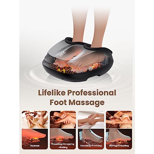 BOB AND BRAD Lite Foot Massager with Heat and Remote-FSA&HSA Eligible, Shiatsu Deep Kneading, Electric Feet Massager Machine Delivers Relief for Tired Muscles and Plantar Fasciitis，for Men Size 12