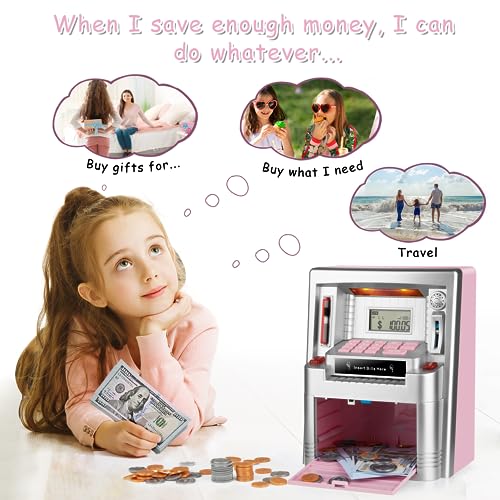 Piggy Bank for Kids, Cash Coin Can Safe Bank Electronic Coin Money Bank Gifts Toy ATM Bank, Kids Safe, Hot Gift for Kids Boys…