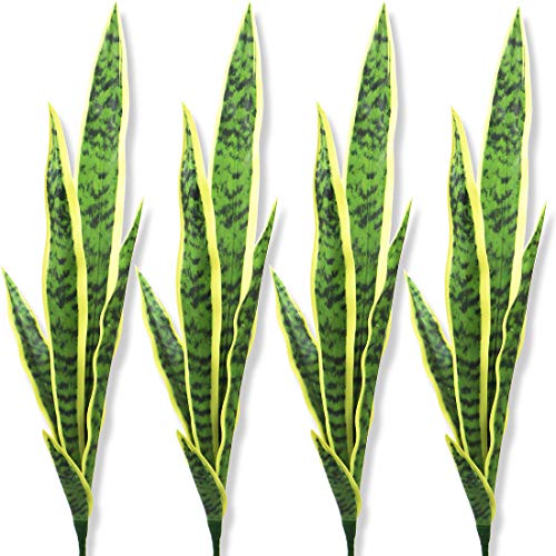 Bird Fiy Artificial Snake Plants 30" Faux Agave Fake Sansevieria Artificial Silk Plant for Home Garden Office Store Decoration 4 Pcs (Green)