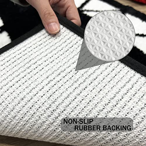 Bathroom Rug Set Shaggy Bath Rugs Set 3 Piece,Non Slip Thick Plush Microfiber Bathroom Carpet, Extra Soft and Absorbent Bathroom Set, Machine Washable, Bath Rugs for Bathroom Tub,Shower, Deep Grey