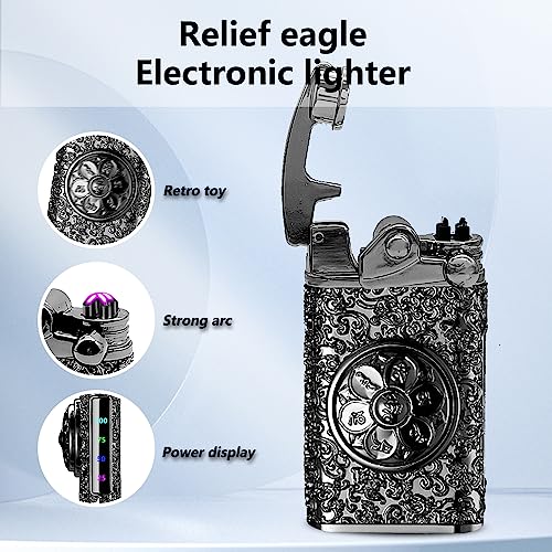 RSBYE Plasma Lighter USB Rechargeable Windproof Lighter Electric Lighter Flameless Dual Arc Lighter Electronic Cool Lighters for Candle, Incense Stick, Outdoor Camping（Black）