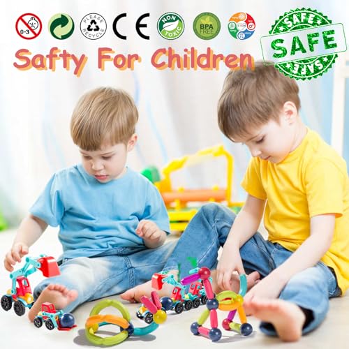 Titrot Magnetic Blocks Kids Toys, Large Magnetic Building Sticks STEM Educational Sensory Toy Preschool Learning Montessori Toys for Toddlers Boys Girls Ages 3-8 with 1 Car