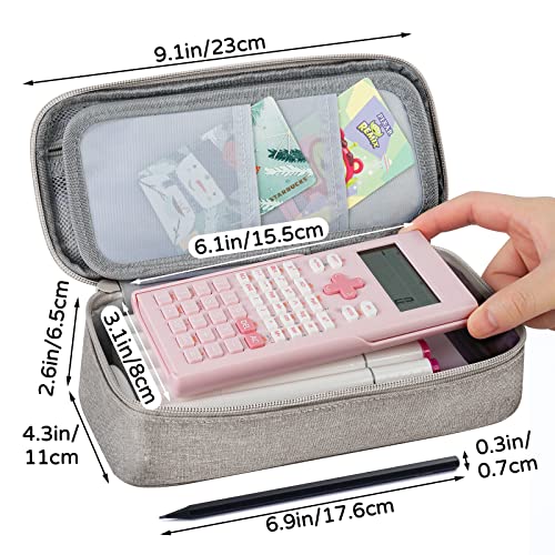 WEMATE Large Pencil Case Aesthetic,Big Capacity Canvas Pencil Pouch with Zipper, Pencil Case for Women & Men, Marker Pen Case,Portable Stationery Pencil Bag for Office Light Grey