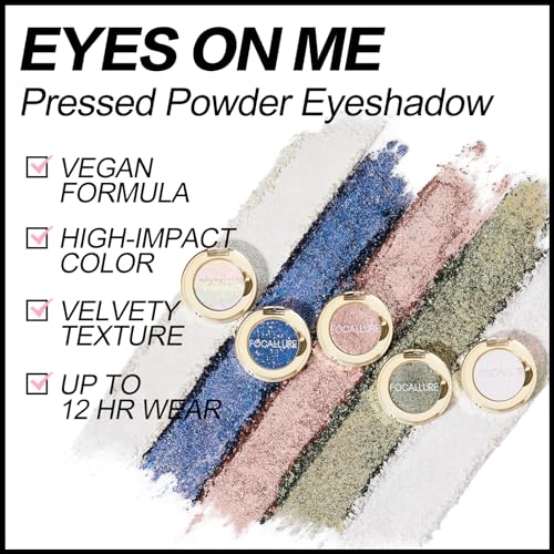 FOCALLURE Eyes On Me Pressed Powder Eyeshadow, Glitter Eye Makeup & Highlight, Long-Lasting, High Pigmented Single Shade Eye Color, Shimmery Finish, Hypoallergenic, PK03 Love Language