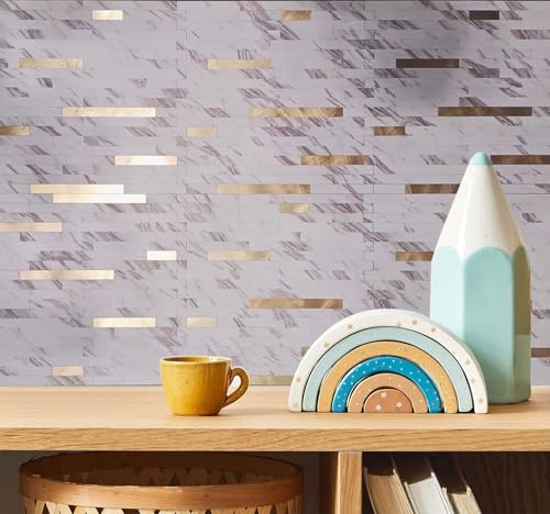 WEIMEISC 20-Sheet Peel and Stick Backsplash Tile, PVC Mixed Metal Stick on Backsplash Tiles for Kitchen (Black + Silver, 20)
