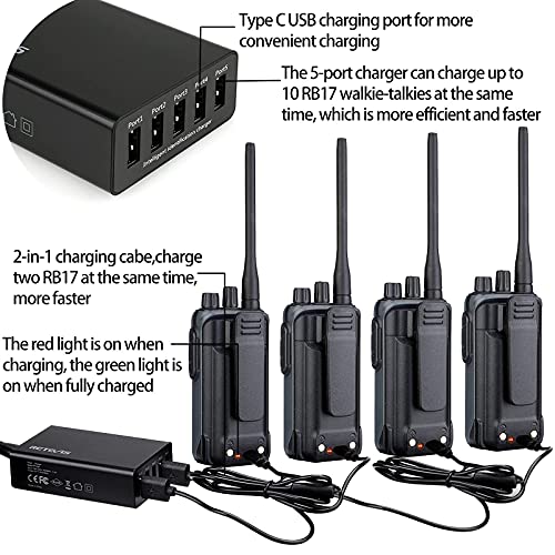 Retevis RB17 Walkie Talkies Long Range,Heavy Duty 2 Way Radios with 4400mAh Large Capacity Battery,Handheld VOX Emergency Alarm,Portable Two Way Radio for Adults Skiing Hunting Hiking(4 Pack)