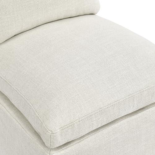 DUHOME Upholstered Armless Dining Chair with Casters,Linen Accent Chair for Living Room,Single Sofa Chair with 4 Casters for Bedroom Reading Room Waiting Room Kitchen Dining Room