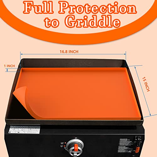 BANGIE Griddle Cover Mat for Blackstone 17 Inch Griddle Accessories - Full Wrap-Around Protection Silicone Mat for Griddle - Food Grade Silicone Grill Mat - ORANGE