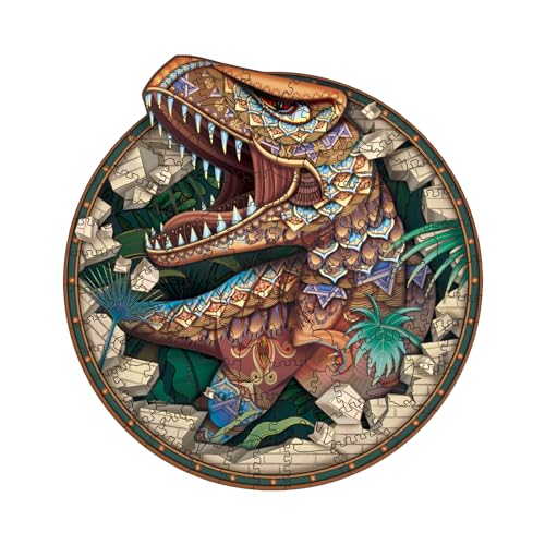 NKTDWO Wooden Puzzles, Advanced Dinosaurs Puzzle for Adults 100 PCS 7.09''x7.36'' Animal Shape Jigsaw Puzzle for Kids Wood Cut Puzzle for Holiday Birthday Christmas Thanks Giving (Dinosaurs Small)