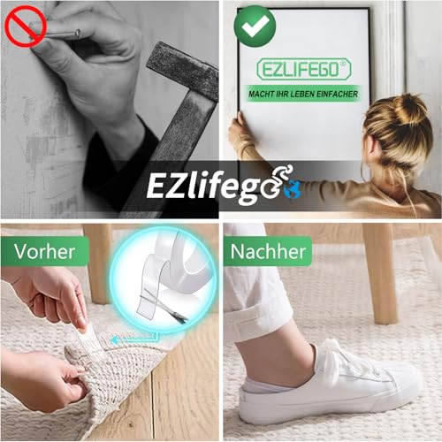 EZlifego Double Sided Tape Heavy Duty(Extra Large, Pack of 2, Total 396 Inch), Nano Double Sided Adhesive Tape, Clear Mounting Tape Picture Hanging Strips, Removable Wall Tape Sticky Poster Tape Decor