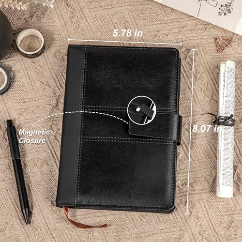 CAGIE Leather Journal for Men A5 Lined Diary Journals for Writing with 256 Pages Refillable Journal Notebook with Gift Box, Brown