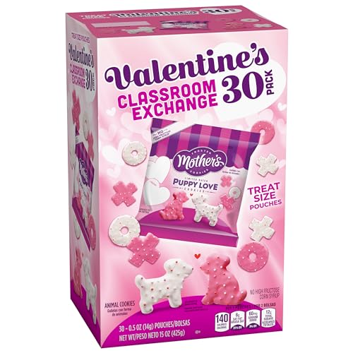 MOTHER'S Limited Batch Puppy Love Frosted Cookies 30 count box of 0.5oz bags, Valentine's Classroom Exchange - 15oz / 425g