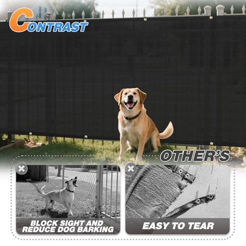 TANG Fence Privacy Screen Black 6 Feet x 118 Feet Outdoor Shade Cloth with Grommets, 150 GSM Temporary Fence Cover with Zipties Mesh Netting Fences Blockage for Backyard Garden Patio Chain Link