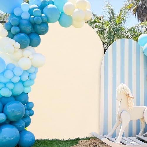 OMKSIH Spandex Fitted Wedding Arch Cover Beige Arch Cover 6FT Chiara Cover Spandex Backdrop Arch Cover Round Top Backdrop Spandex Arch Cover Backdrop Fabric for Balloon Birthday Party Decorations