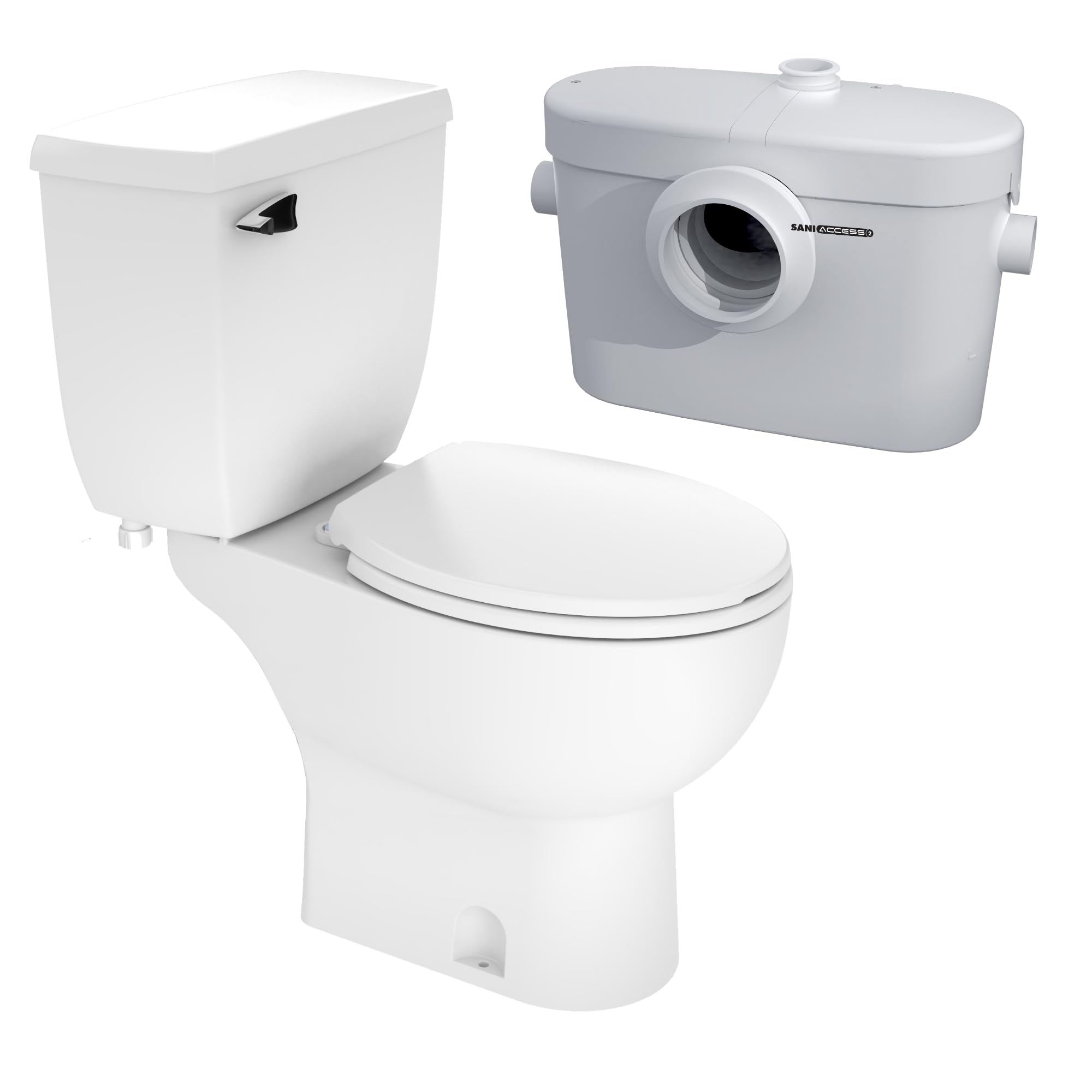 SANIFLO Saniaccess 2 + Toilet Bowl Round + Toilet Tank Bundle - Residential - White