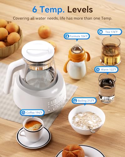 Bottle Warmer Comfyer, Tea Kettle Electric with 6 Temperature Control Presets, Baby Bottle Warmer with Night Light, Instantly Water Warmer, Feed Baby More Easier and Healthier