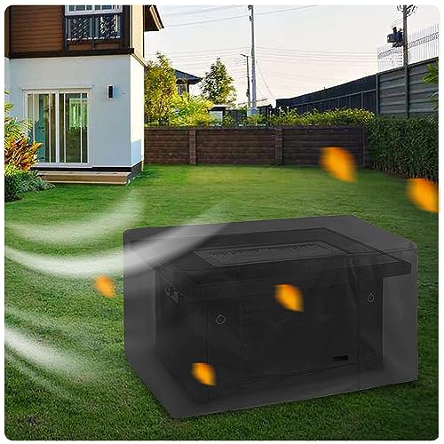 Coverfml Fire Pit Cover, Outdoor Fireplace Cover,Waterproof 600D Outdoor Rectangular Fire Fit Table Cover Deck Box Protector 40*28*22