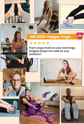 Grip Socks for Women - Pilates Socks with Grips for Women - Non Slip Socks Womens - Grippy Socks for Women - 3 Pairs