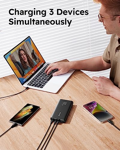 Charmast 100W Laptop Power Bank, 20000mAh Portable Laptop Charger with USB C Port, PD/QC Fast Charging Slim Battery Pack Compatible with iPhone, MacBook, Dell, IPad, Samsung, Switch, HP, Pixel, etc.