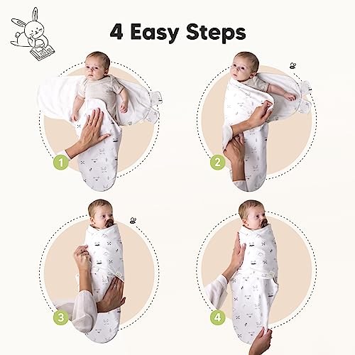 KeaBabies 3-Pack Organic Baby Swaddle Sleep Sacks - Newborn Swaddle Sack, Ergonomic Baby Swaddles 0-3 Months, Swaddles for Newborns,Baby Sleep Sack, Baby Swaddle Blanket Wrap,Baby Essentials(Nordic)