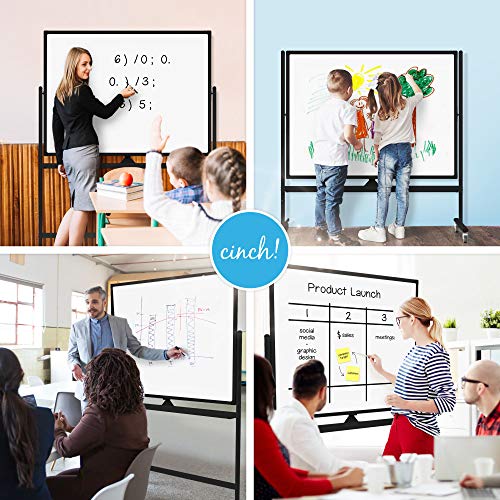 Large Mobile Rolling Whiteboard on Wheels (48x36") Includes Big Flipchart Pad, Magnetic Planners, and More! Portable Double Sided Dry Erase Magnetic White Board with Stand, Stain Resistant Technology