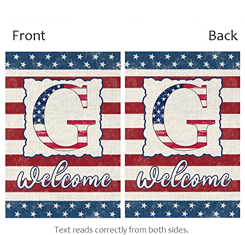 Monogram Letter A Garden Flag 4th of July Patrioctics 12x18 Inch Double Sided for Outside Small Burlap Family Last Name Initial Yard Flag