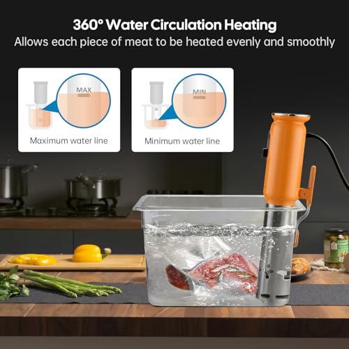 WiFi Sous Vide Machine ISV-101W-INKBIRD 1000 Watts Sous Vide Cooker Thermal Immersion Circulators 3D Water Circulation Heating with App Preset and Machine Recipes, Pre-alarm |Best Gift (Orange)