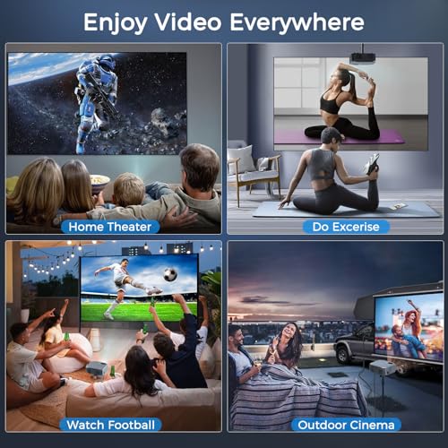 FUDONI Projector with 5G WiFi and Bluetooth, 15000L Outdoor Movie Projector Native 1080P 4k Supported, Portable Projector, Home Theater Projector for iOS/Android/TV Stick/Laptop/HDMI/USB