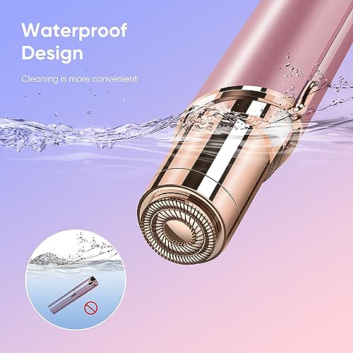Flawless Facial Hair Removal for Women- as Seen on TV Painless Face Shaver -Painless Womens Facial Hair Remover with 2 Replacement Heads, Lipstick-Sized, USB Rechargeable（White）