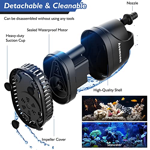 Aoumcom 200GPH Submersible Water Pump, 10W Water Fountain Pump, Aquarium Pump, 750L/H Water Pump with 7ft Power Cord for Garden Fountain, Water Table, Waterfall, Fish Tank, Pond, Hydroponics