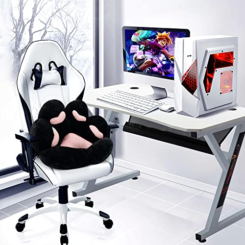 MOONBEEKI Cat Paw Cushion Chair Comfy Kawaii Chair Plush Seat Cushions Shape Lazy Pillow for Gamer Chair 24"x 22" Cozy Floor Cute Seat Kawaii for Girl Worker Gift, Dining Room Bedroom Decorate Black
