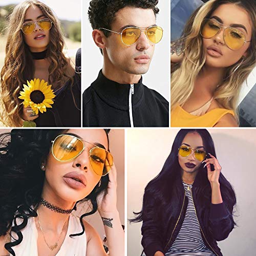 Outray Night Vision Polarized Aviator Sunglasses for Driving (Black Frame/Yellow Lens, Yellow)