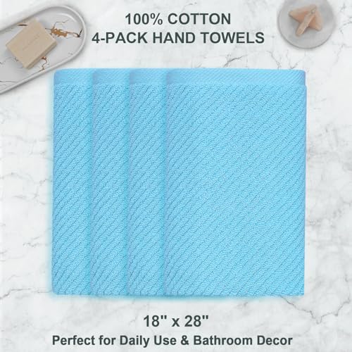 VOOVA & MOVAS Bathroom Towels - 100% Cotton | Quick Dry | Soft | Thick, 6 Piece Towel Set, 2 Large Bath 30"x56", 2 Hand 18"x28", 2 Washcloths 13"x13", Bathroom Essentials,Blue and White