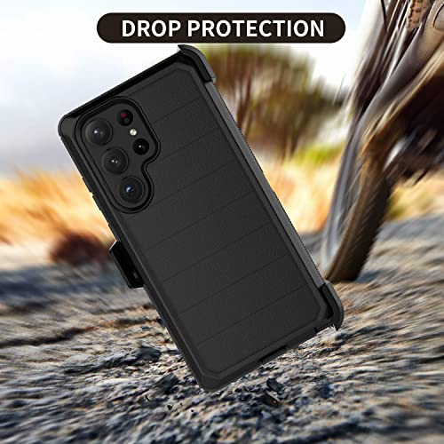 Takfox Galaxy S23 Ultra Case, for Samsung S23 Ultra Belt Clip Holster Phone Case Kickstand Protective Rugged Heavy Duty Shockproof Dustproof Durable Cover for Samsung Galaxy S23 Ultra (Black/Black)
