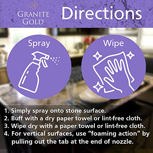 Granite Gold Clean and Shine Spray-Streak-Free Deep Cleaning & Polishing of Granite, Marble, Quartz, 24 Fl Oz (Pack of 1)